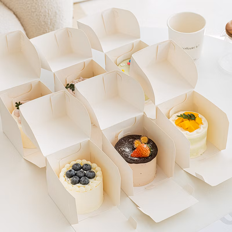 Brown Kraft Paper Cardboard Cookie Cake Printing Folding Wholesale Clear Window Box
