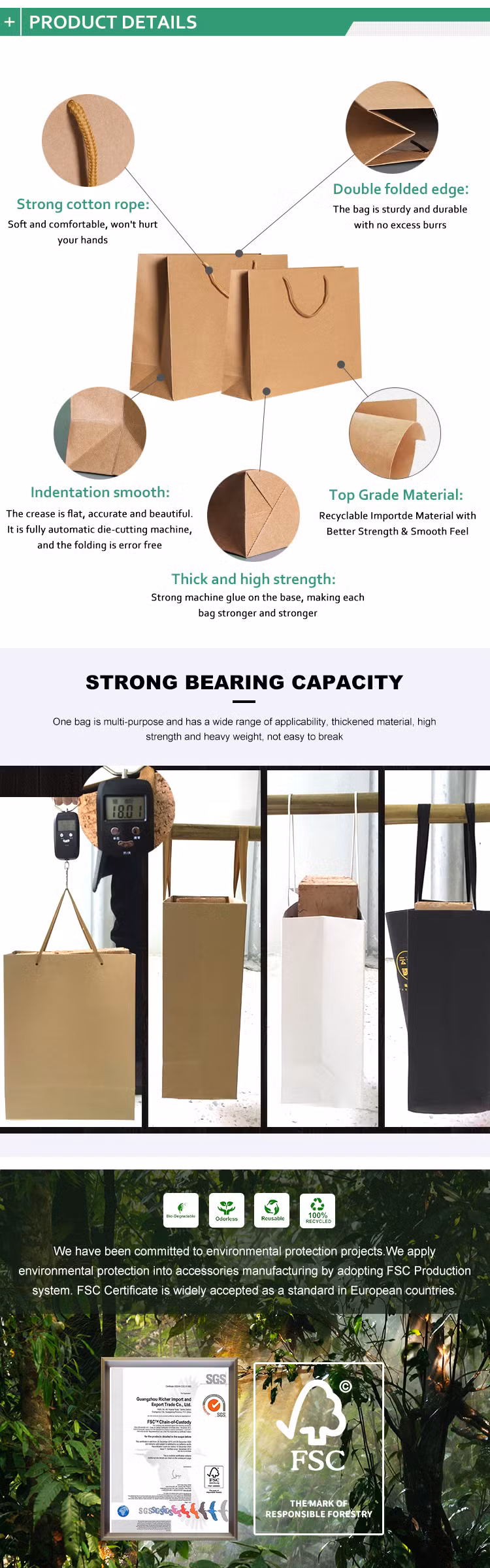 Eco Reusable Hard Extra Large Fast Food Packaging Takeaway Apple Custom Logo Twisted Handle Kraft Paper Bag