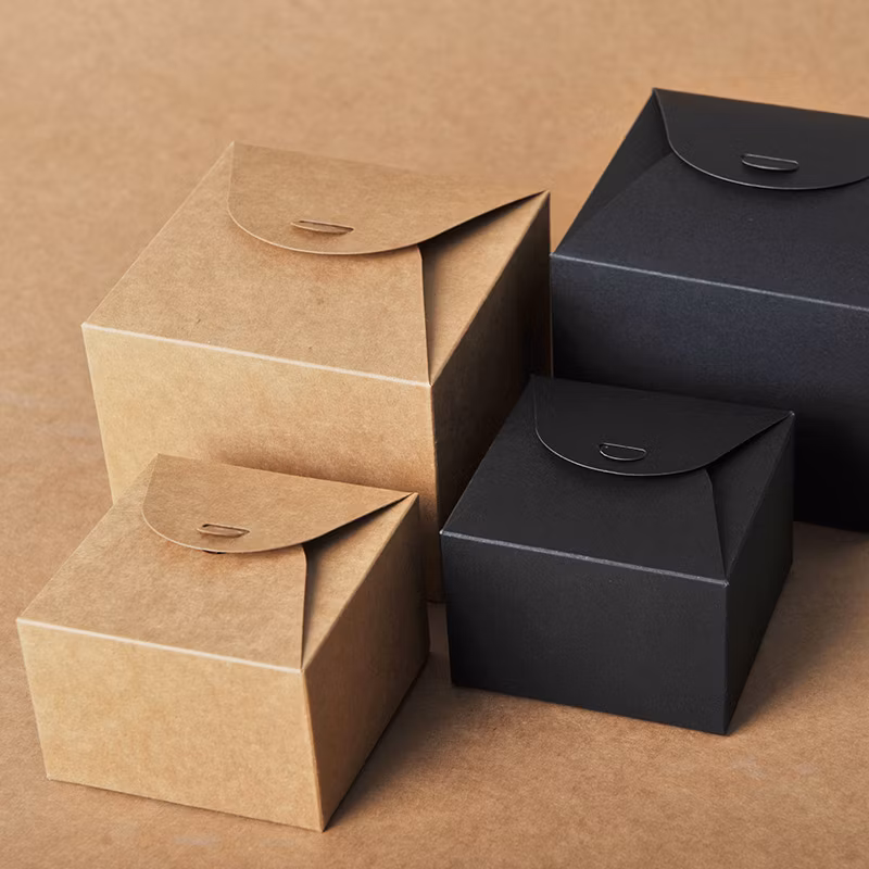 Brown Kraft Paper Cardboard Cookie Cake Printing Folding Wholesale Clear Window Box