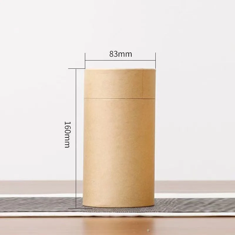 Wholesale Kraft Paper Cylinder Packaging Creative Portable Blank Gift Box with Two Different Lids