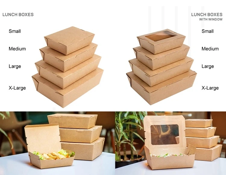 Customized Disposable Kraft Food Packaging Take Away Paper Box