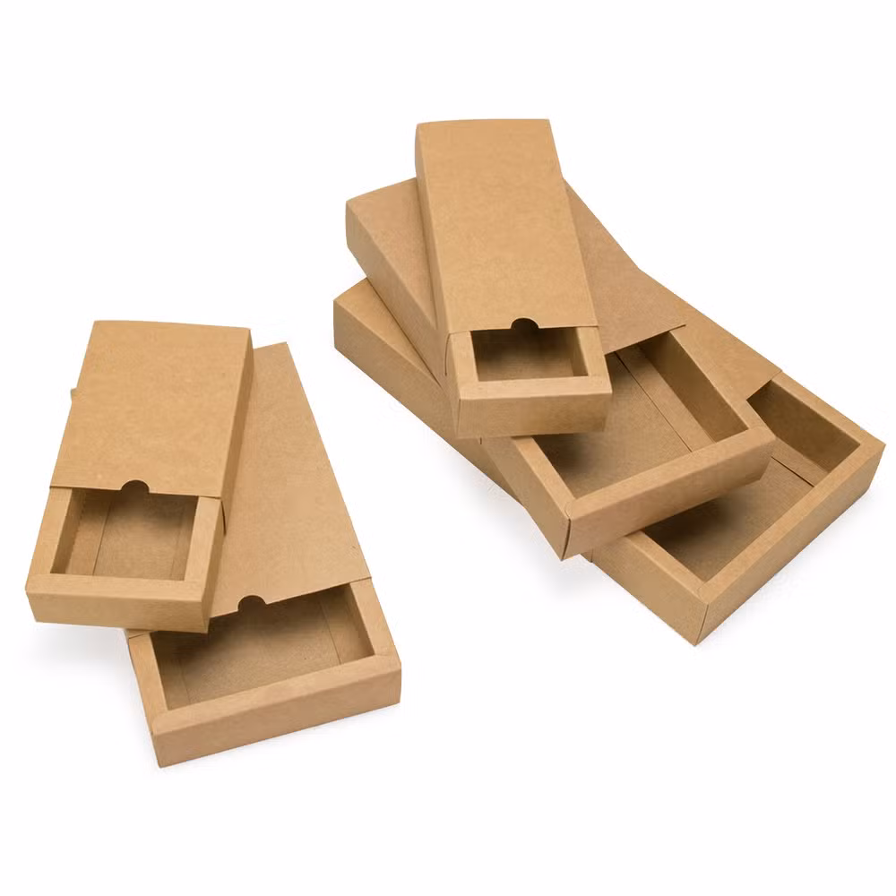 Wholesale Kraft Paper Drawer Box Logo Print Foldable Drawer Packaging Sliding Boxes