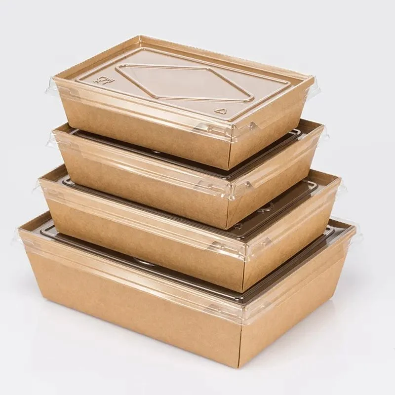 Kraft Paper Salad Lunch Food Box with Lid