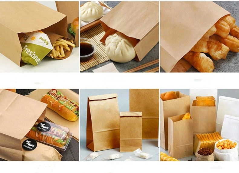 Greaseproof Paper White Brown Kraft Food Packaging Bags for Packing Bread Burger