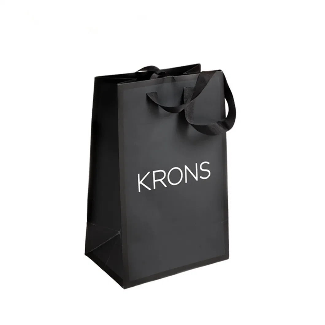 Custom Recycled Black Cardboard Printed Branded with Your Own Logo Paper Shopping Bag