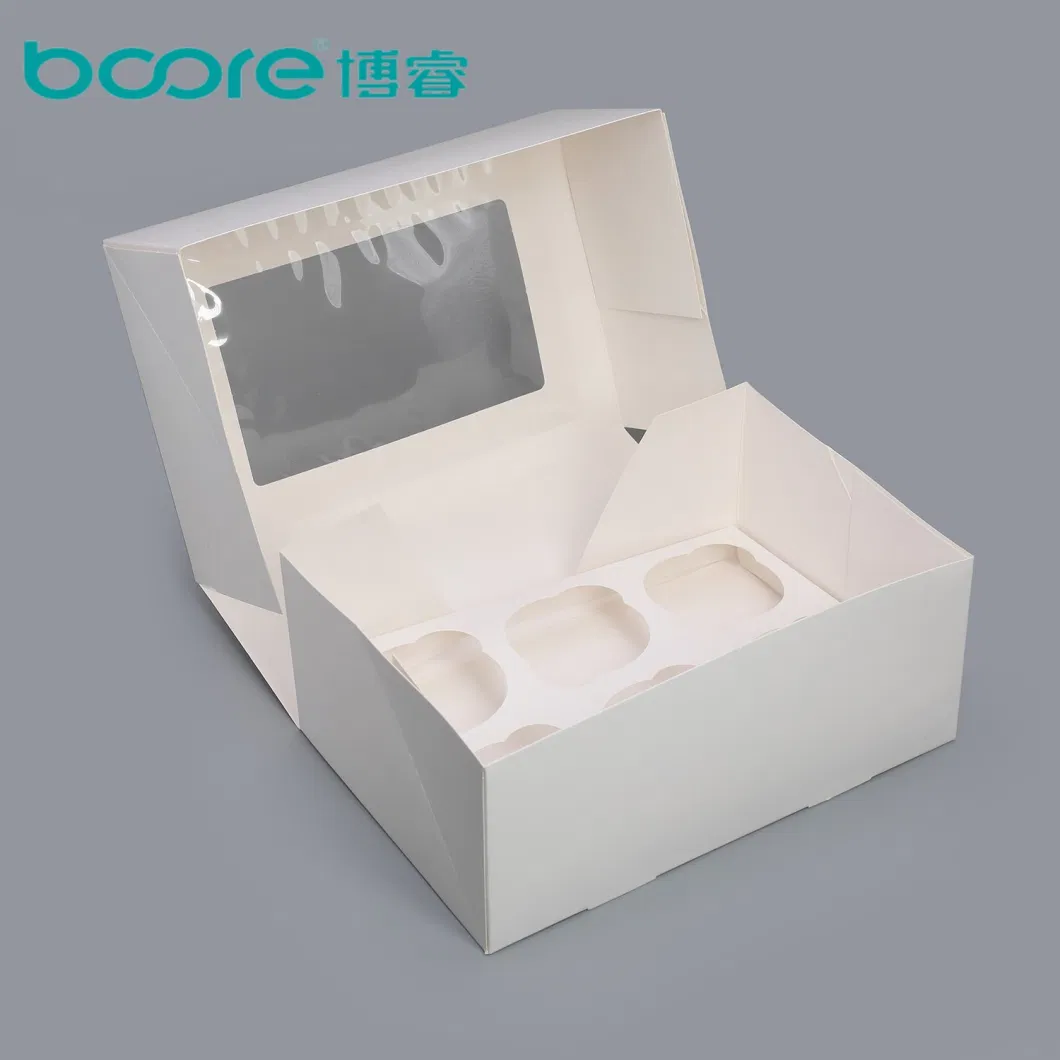 Disposable Food Container Grade Kraft Paperboard Cupcake Box