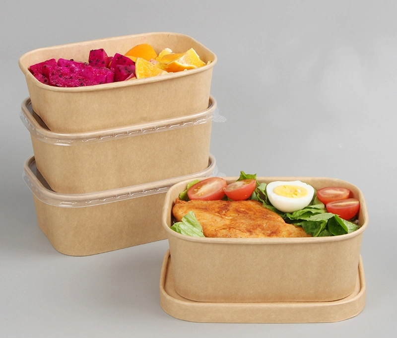 Custom Printed Fried Chicken Chips Kraft Paper Packaging Box Meal Bento Lunch Box with Lid Packing Pasta Salad Food Takeaway