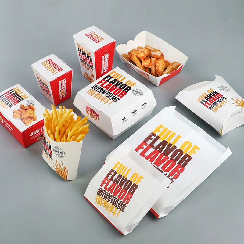 Biodegradable Paper Takeaway Takeout Fast Food Packaging Box Snack Food Containers Biodegradable Luch Packaging