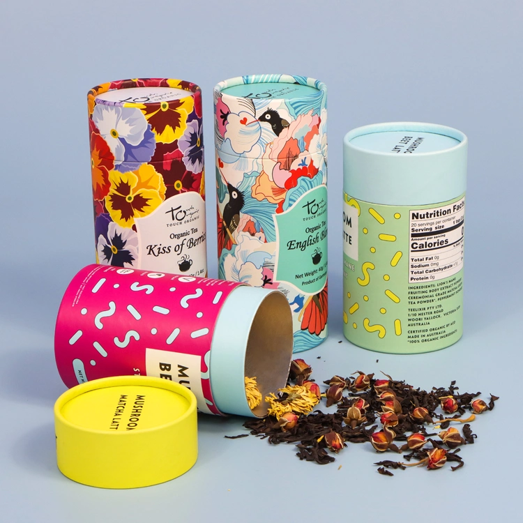 Custom Round Sealing Lip Balm Paper Tube Box Food Grade Deodorant Luxury Kraft Tea Paper Tube Packaging for Food