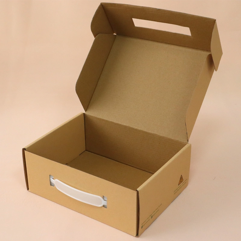 Wholesale Flat Packed Carton Shipping Die Cut Handle Custom Printed Food Grade Brown Kraft Paper Cake Package Box