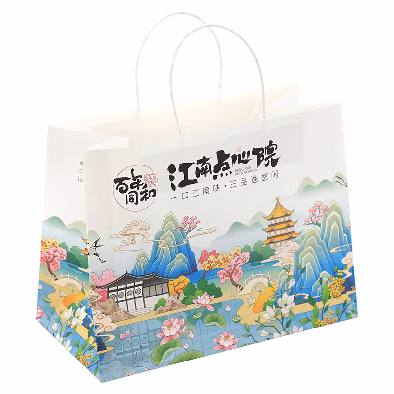 Manufacturer China Wholesale Handles Takeaway Biodegradable Multi-Color Shopping Kraft Paper Bags for Sale