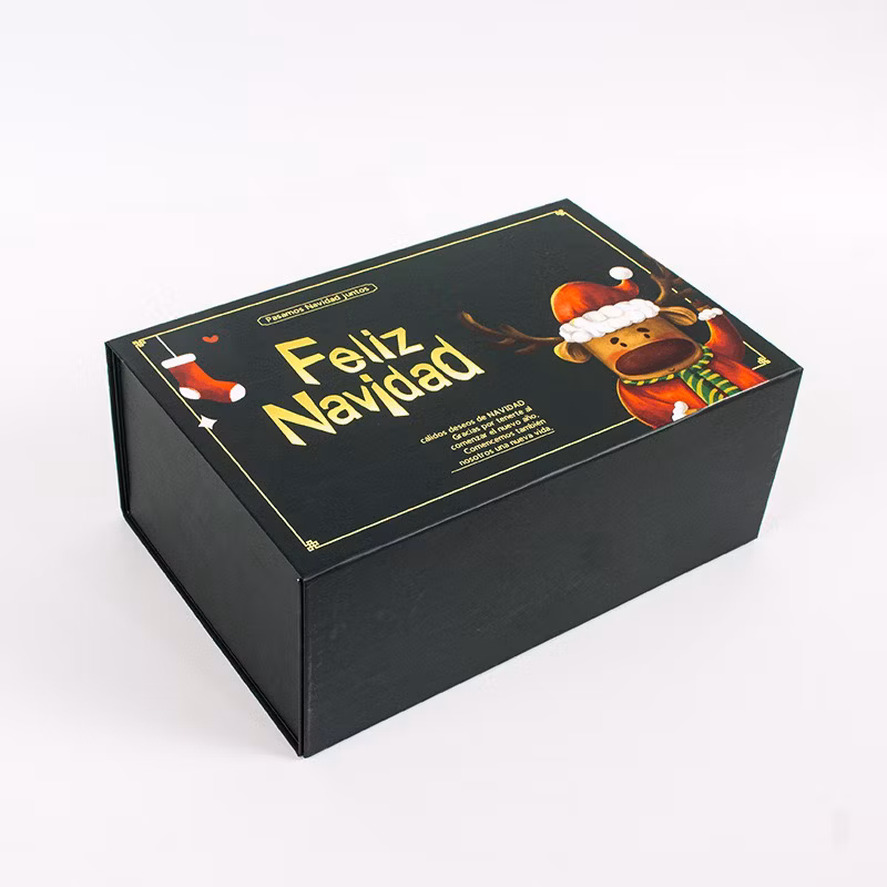 Custom Christmas Foldable Packaging Paper Box Collapsible Gift Boxes with Handle Automatic Production Machine Wholesale Foldable Storage Boxes