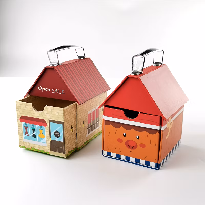 FSC BSCI Custom Full Color Printing Luxury Fashion Flat Toy Packing Foldable Cardboard Carton Paper Packaging Gift Present Shipping Storage Box with Handle