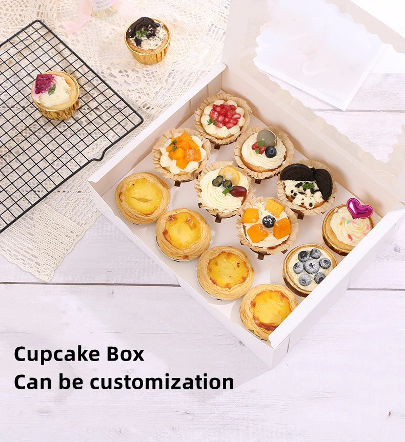 Wholesale Custom White Kraft Paper Bakery Birthday Christmas Wedding Favor Cupcake Packaging Cake Box