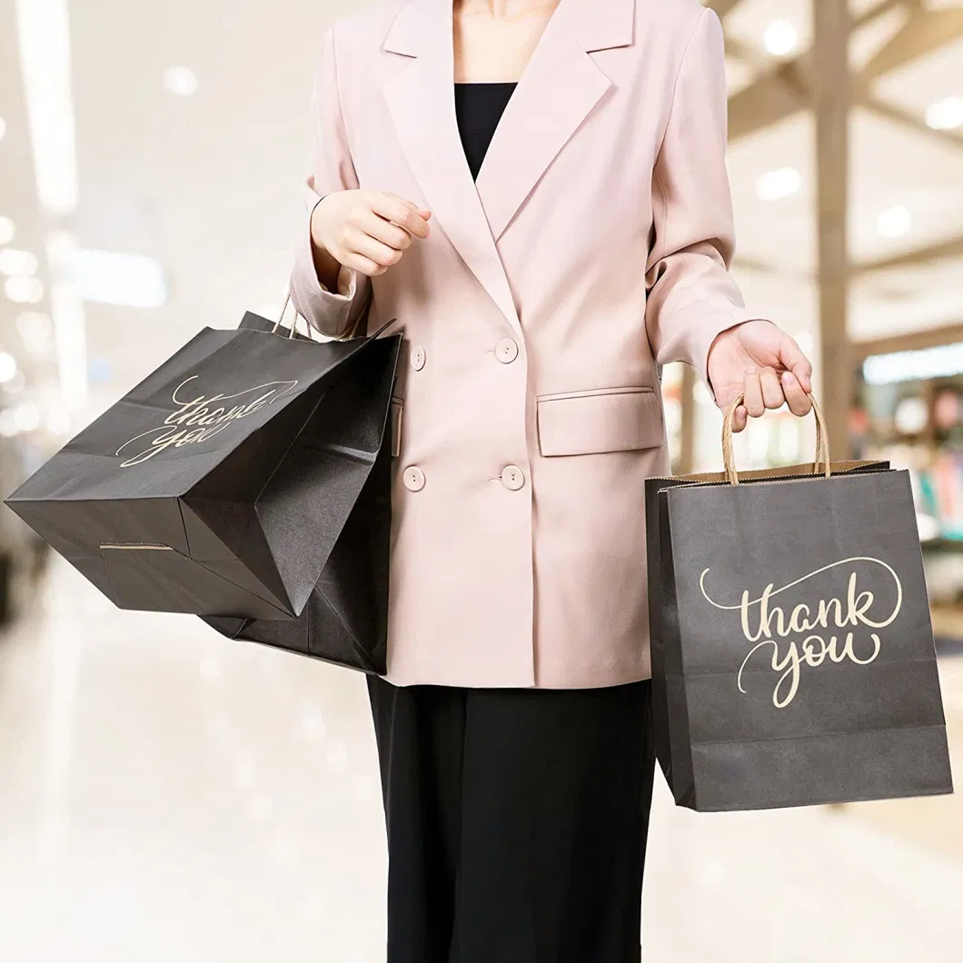 Black Craft Paper Gift Bag for Small Business with Logo