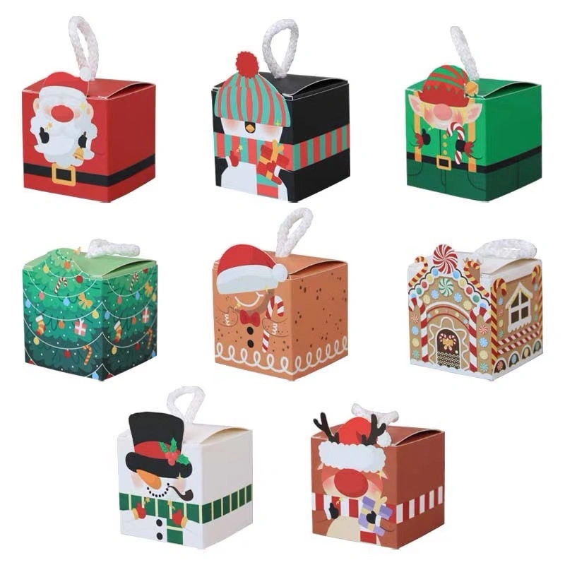 Eco Friendly Foldable Christmas Candy Dessert Cookie Paper Box with Logo Printing Xmas Sweet Biscuit Pastry Cardboard 3D Gift Package Boxes Cupcake Boxes