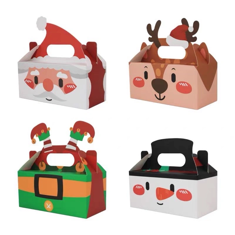 Eco Friendly Foldable Christmas Candy Dessert Cookie Paper Box with Logo Printing Xmas Sweet Biscuit Pastry Cardboard 3D Gift Package Boxes Cupcake Boxes