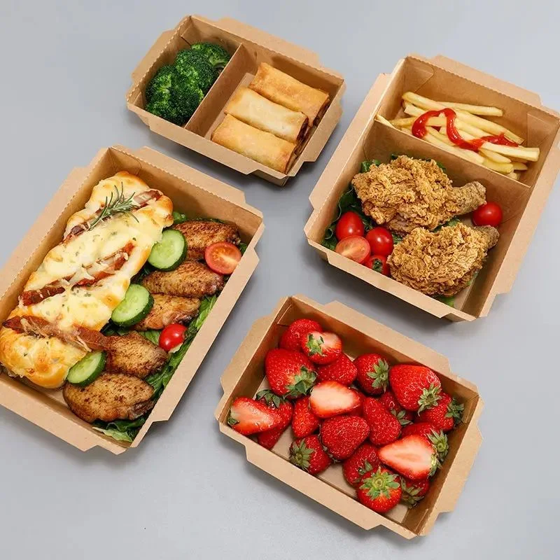 Kraft Paper Salad Lunch Food Box with Lid