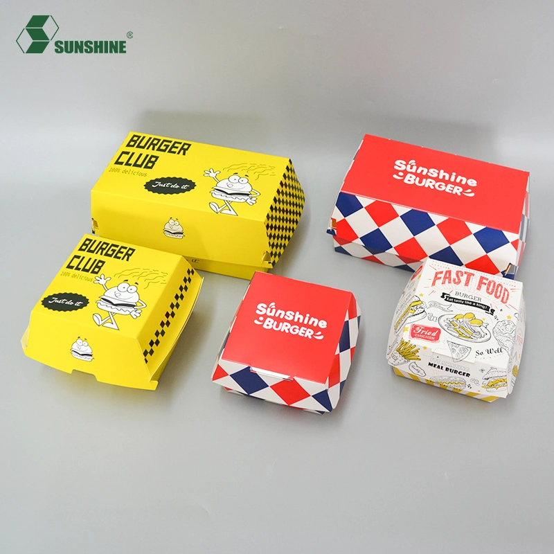 Take Away Paper Fast Food Packaging Hamburger French Fries Paper Box in Bulk