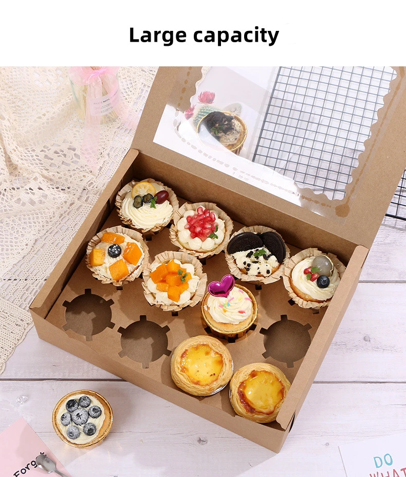 Wholesale Custom White Kraft Paper Bakery Birthday Christmas Wedding Favor Cupcake Packaging Cake Box