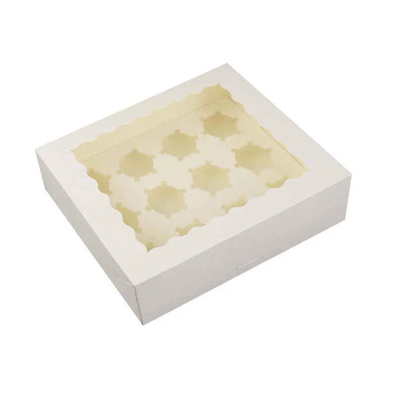 White Paper Box with Clear Window 1/2/4/6/12 Cupcake Packaging Box Kraft Paper for Muffin Cake Box with Tray