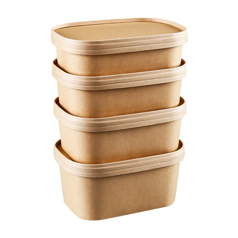 Kraft Paper Salad Lunch Food Box with Lid