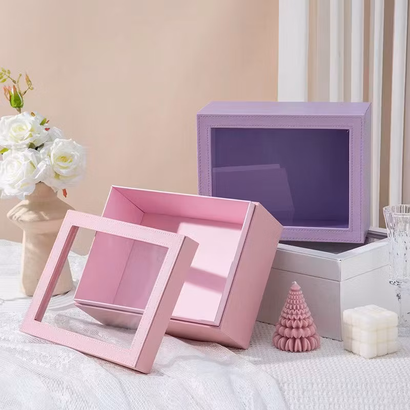 Transparent PVC Windows Rectangular Cardboard Premium Paper Gift Packaging Box
