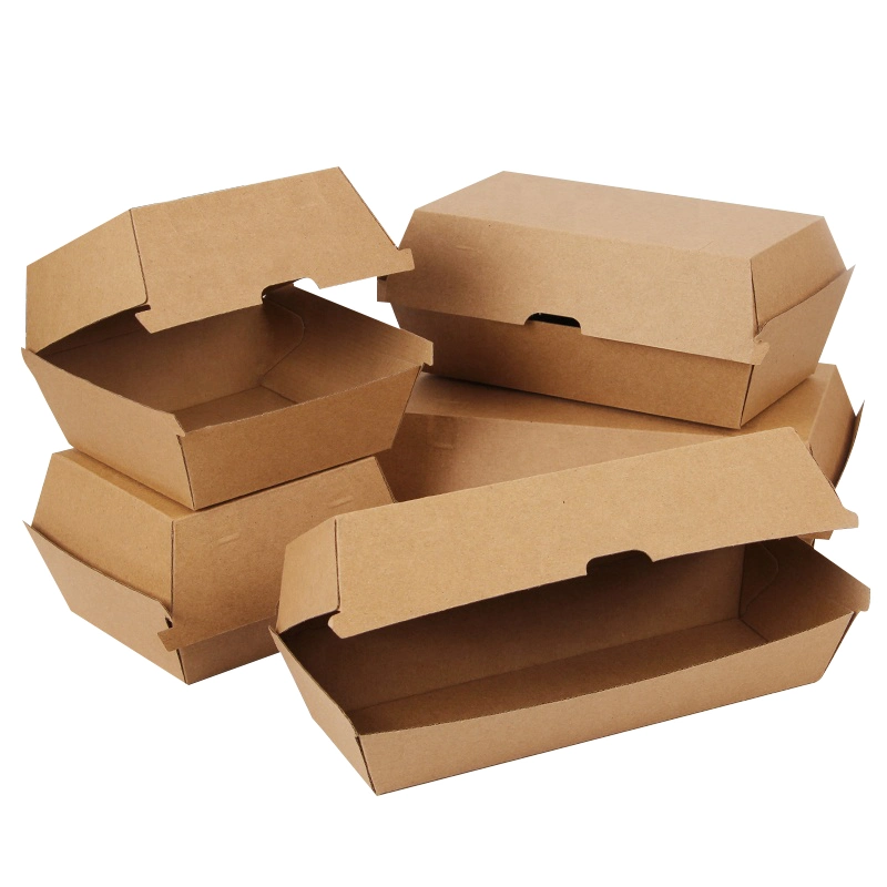 Biodegradable Paper Takeaway Takeout Fast Food Packaging Box Snack Food Containers Biodegradable Luch Packaging