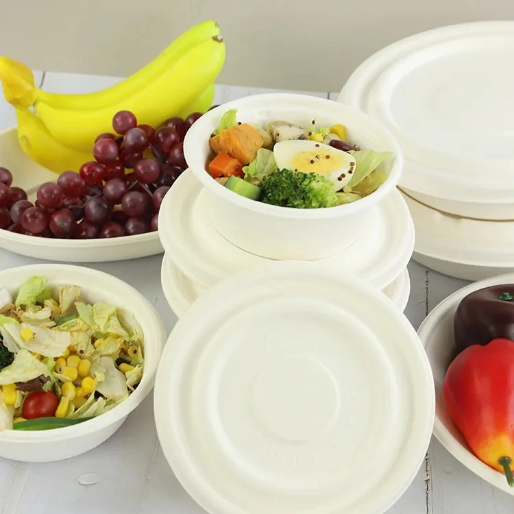 Disposable Paper Bowls Party Cutlery Food Grade Plates Household Compostable Barbecue Box Bagasse Soup Salad Bowl