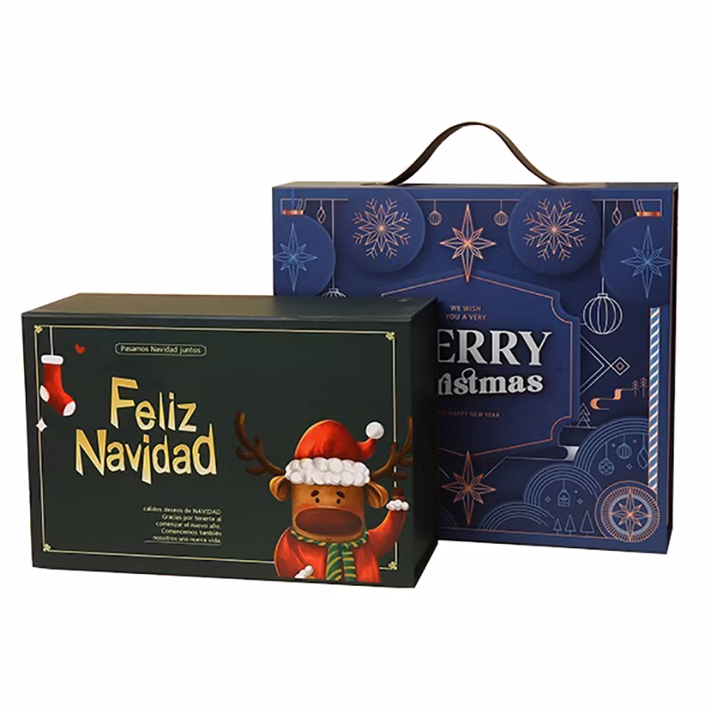 Custom Christmas Foldable Packaging Paper Box Collapsible Gift Boxes with Handle Automatic Production Machine Wholesale Foldable Storage Boxes