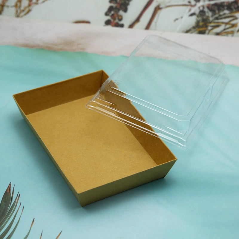 Disposable Kraft Paper Sushi Tray Food Packaging Box with Lid