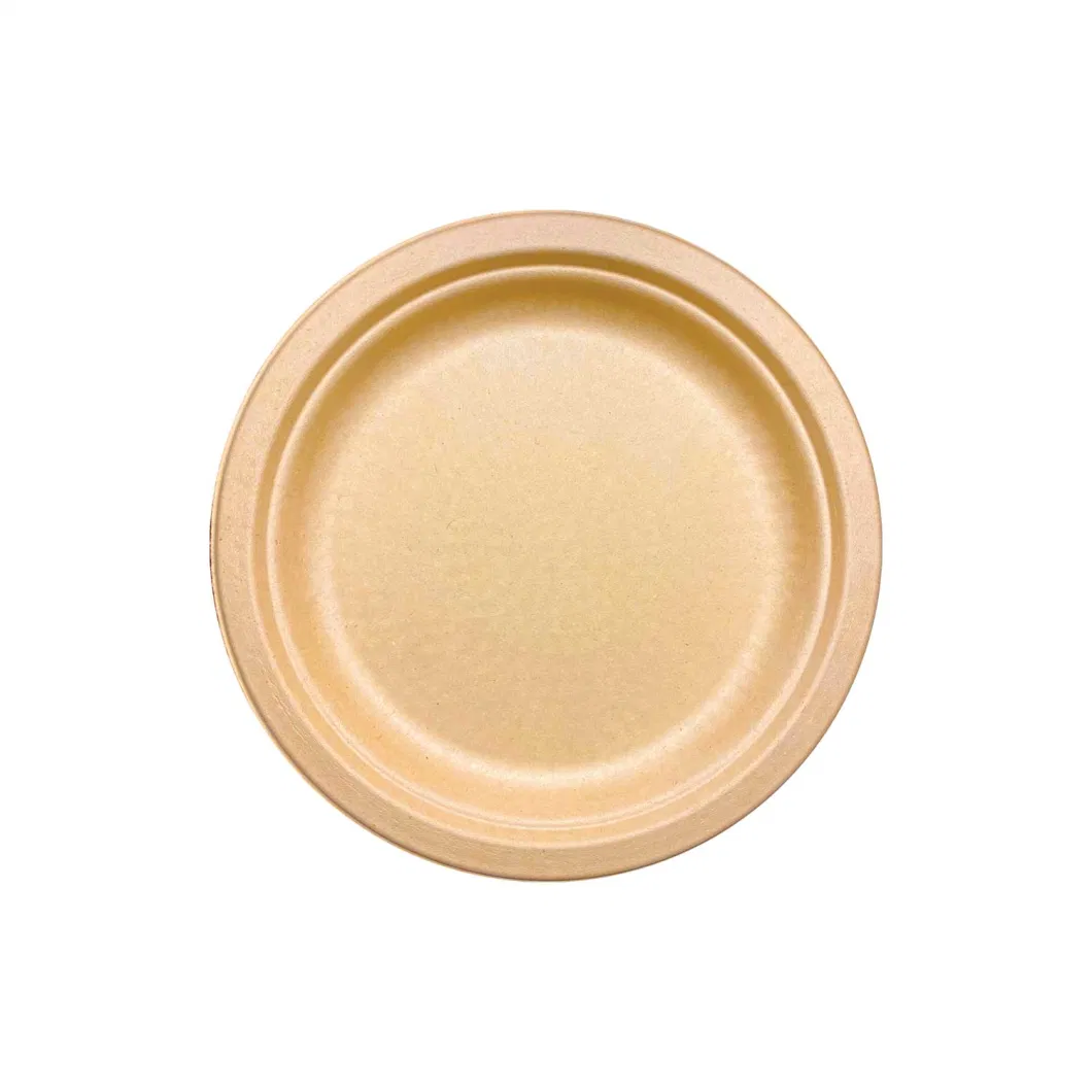 Wholesale Sugarcane Fiber Kraft Paper Plate for Restaurants, Food Trucks, Fast Food Takeouts