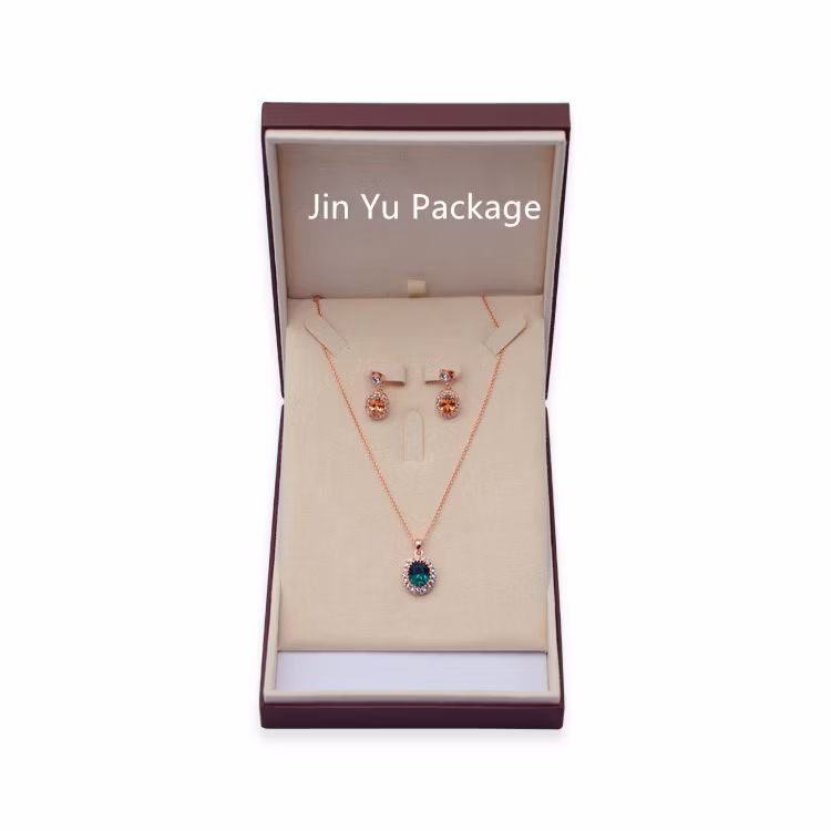 Handmade Brown Color Leather Paper Gift Necklace Jewelry Packaging Box