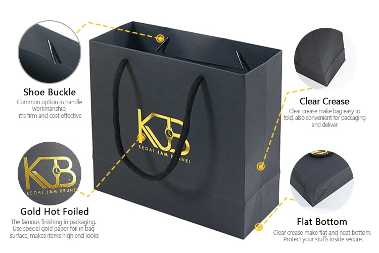 Custom Luxury Shopping Jewelry Wedding Packaging Small Paper Gift Bag with Logo