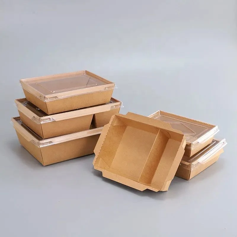 Kraft Paper Salad Lunch Food Box with Lid