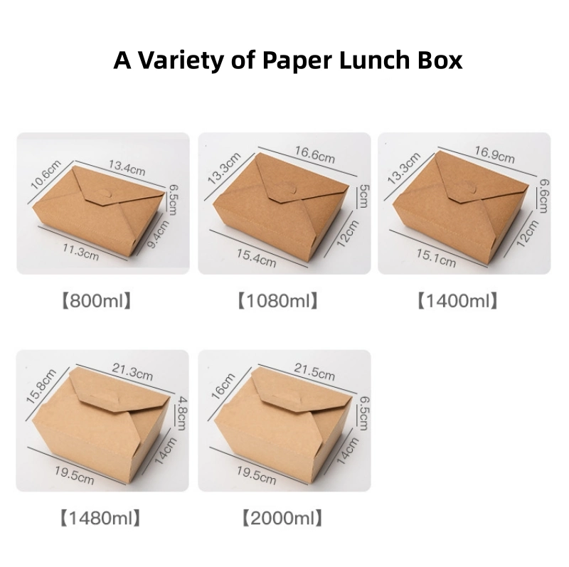 Custom Printed Fried Chicken Chips Kraft Paper Packaging Box Meal Bento Lunch Box with Lid Packing Pasta Salad Food Takeaway