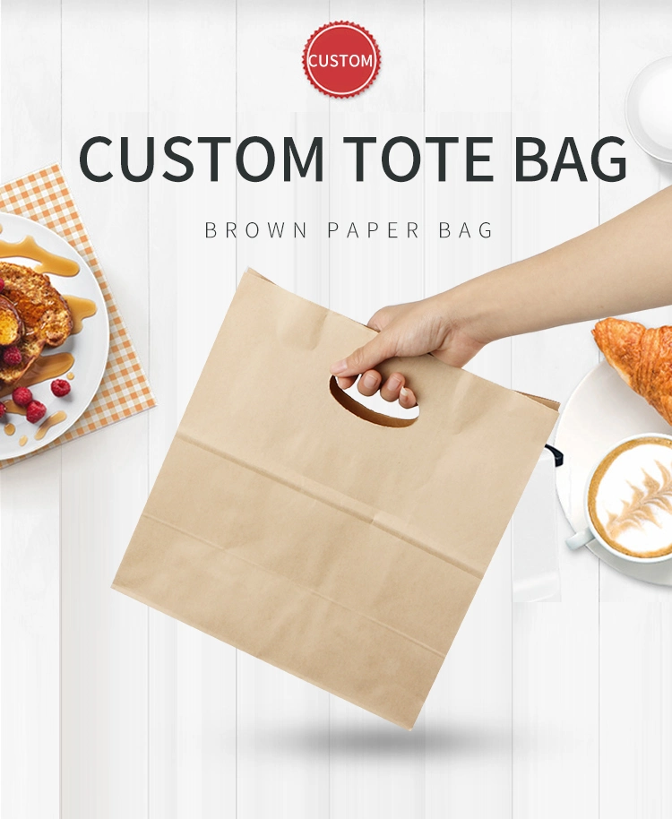 Wholesale Food Packaging Brown Handle Paper Shopping Grocery Bag for Lunch