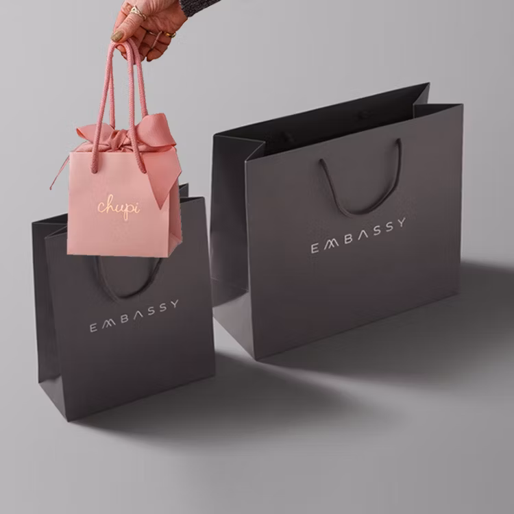 Custom Printed Brown Kraft Paper Bags with Flat / Twist Handles