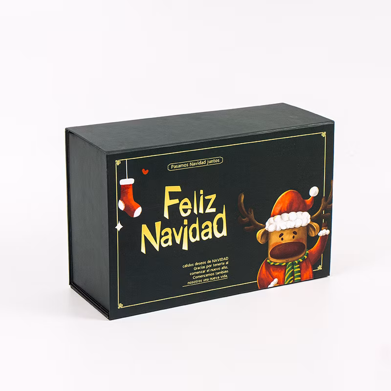 Custom Christmas Foldable Packaging Paper Box Collapsible Gift Boxes with Handle Automatic Production Machine Wholesale Foldable Storage Boxes