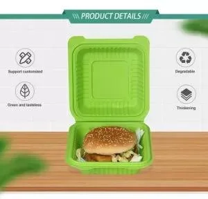 Compostable Cornstarch Degradable Meal Boxes Biodegradable Hamburger Box with Lhh-04