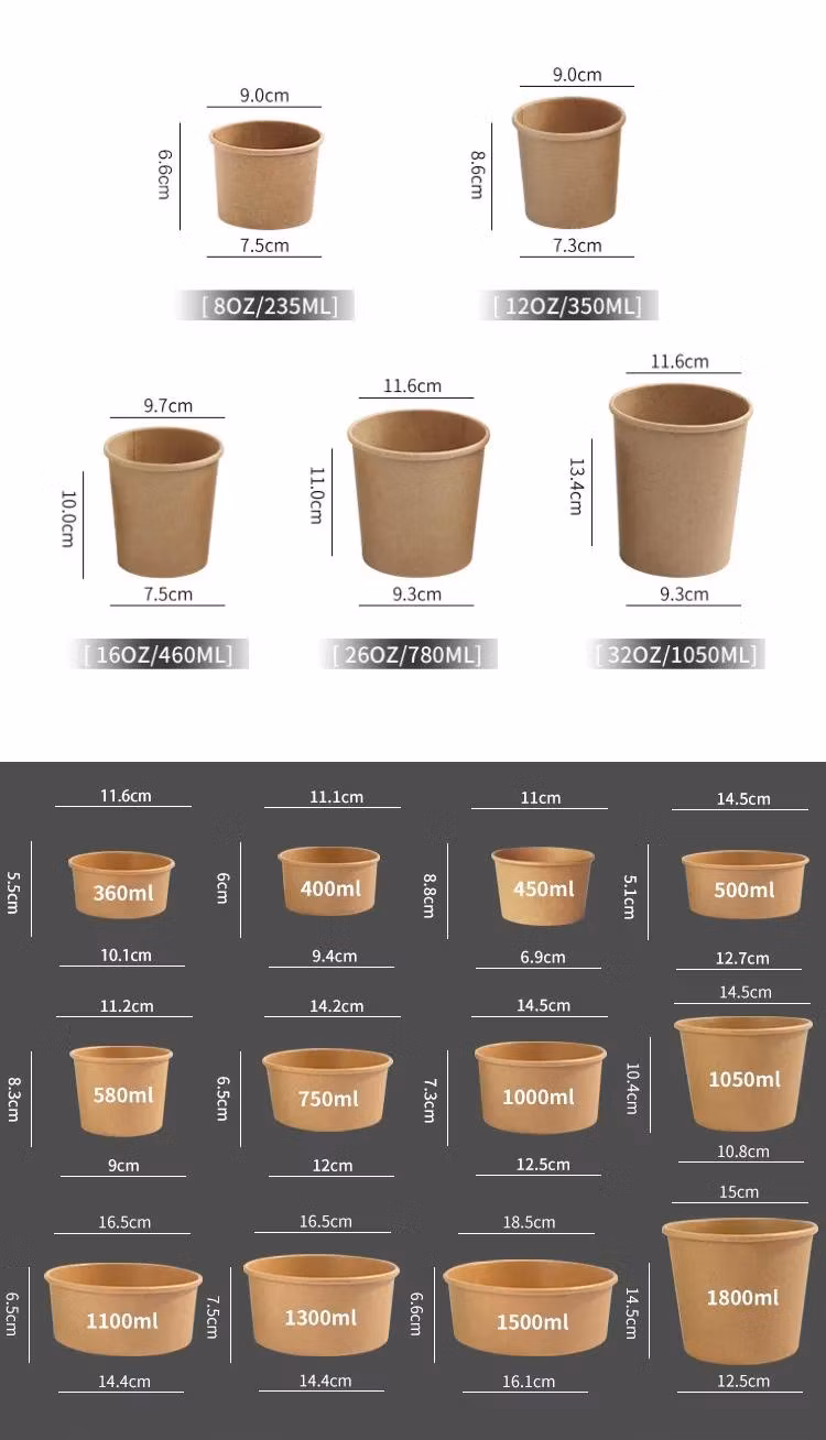 Brown Paper Rectangular Bowl Disposable Lunch Box Takeout Packed Light Fruit Picnic Tableware