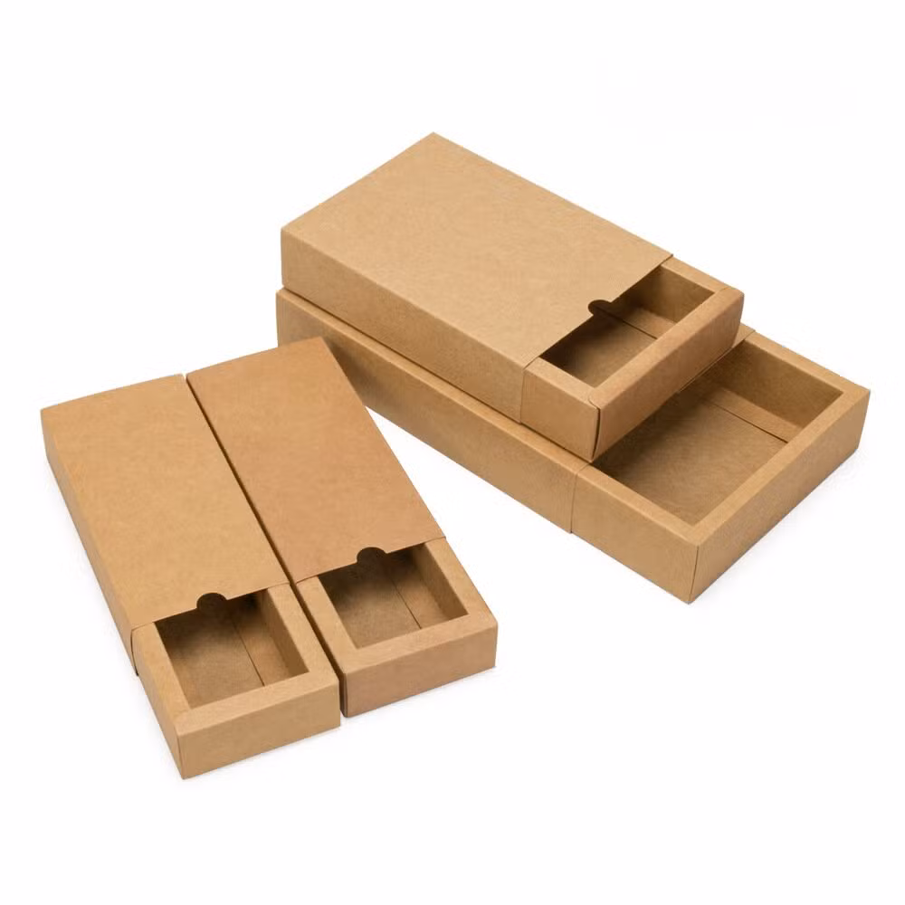 Wholesale Kraft Paper Drawer Box Logo Print Foldable Drawer Packaging Sliding Boxes