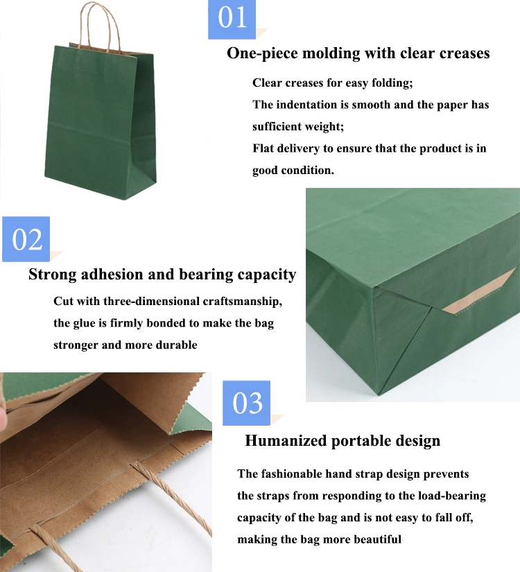 Custom Reusable Kraft Paepr Bag Lunch Shopping Packaging Brown Paper Bags