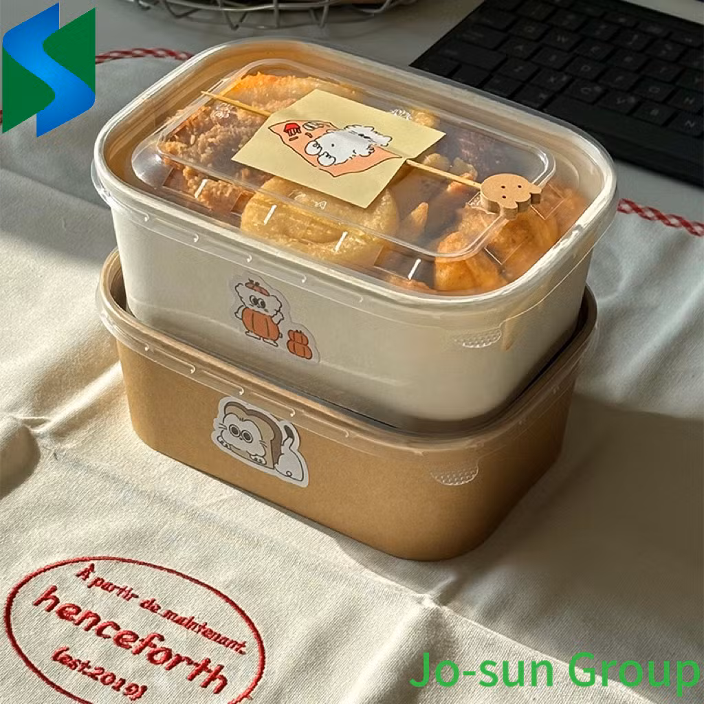 Brown Paper Rectangular Bowl Disposable Lunch Box Takeout Packed Light Fruit Picnic Tableware
