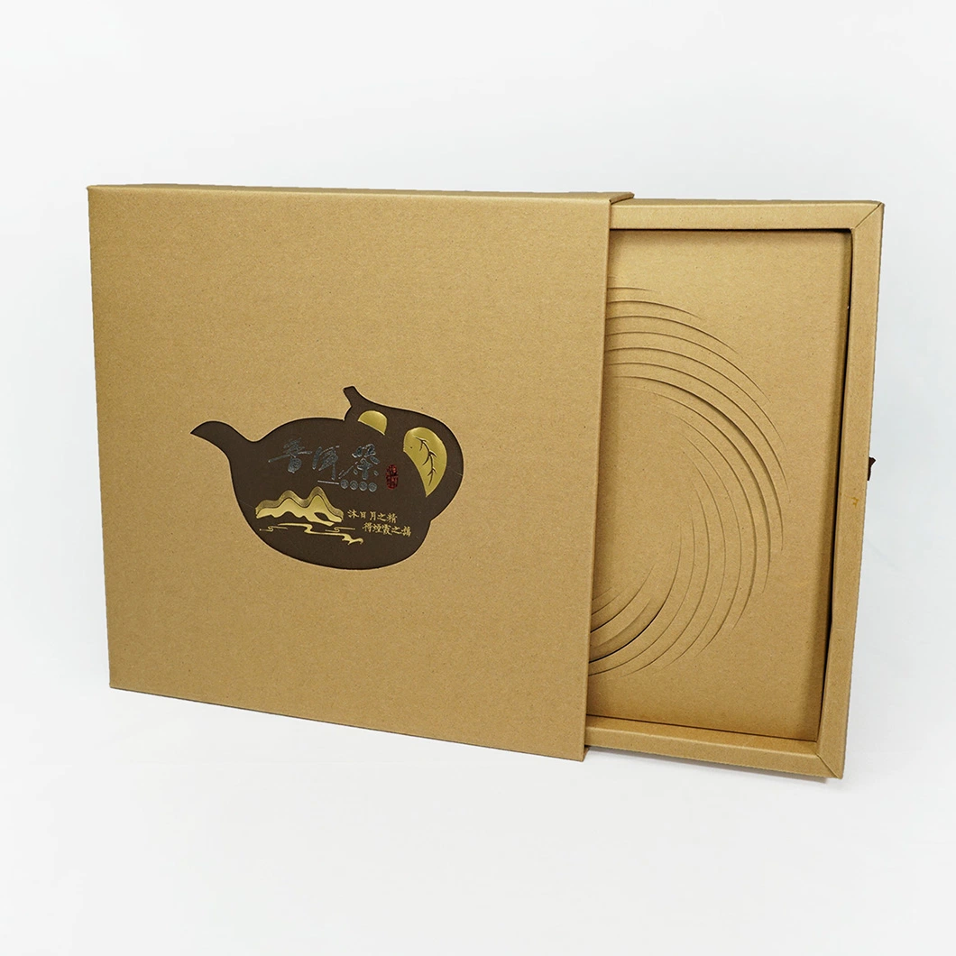 Custom Gift Magnetic Drawer Kraft Paper Box for Packing Tea