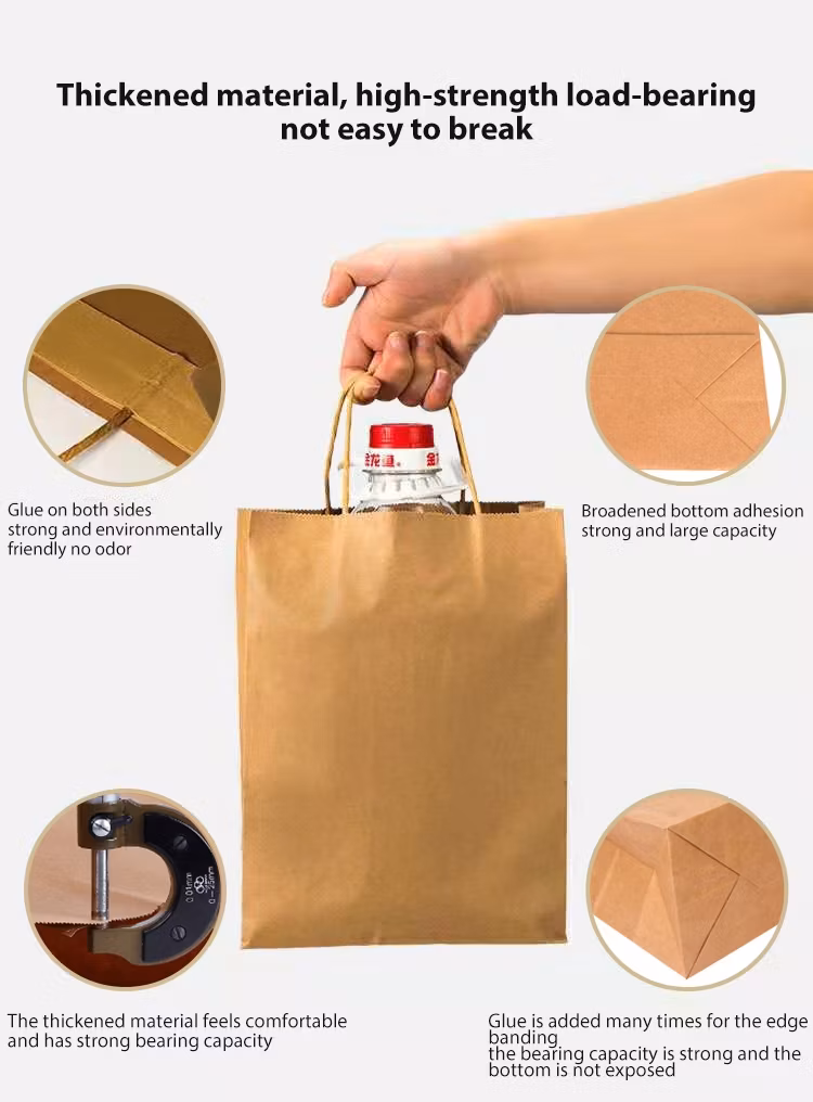 Custom Printed Brown Kraft Paper Bags with Flat / Twist Handles