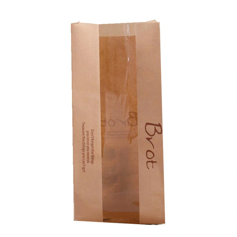 Clear Window Kraft Paper Stand up Pouch Kraft Paper Snack Bread Brown Paper Lunch Bags