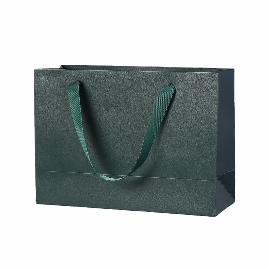 Custom Logo Premium Heavy Duty Durable Brand Clothing Shoes Eyewear Packaging Gift White Cardborad Paper Tote Shopping Bag with Flat String Nylon Ribbon Handles
