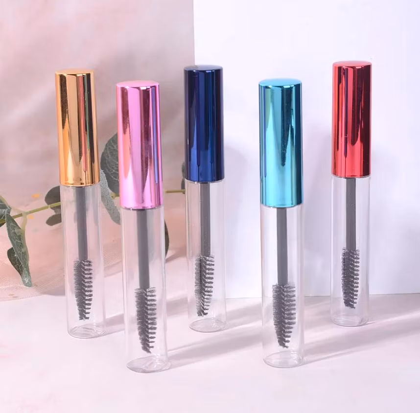 10ml Pink White Gold Silver Top-Cap Clear Mascara Eyelash Cream Vial Case Serum Container Empty Mascara Wand Tube with Brush