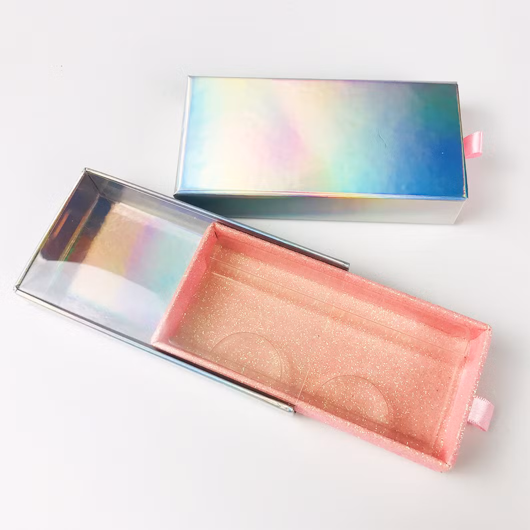 Custom Eyelashes Package Box Clear Window PVC Plastic Drawer Empty Lash Gift Package High Standard Pink Paper Box with Window
